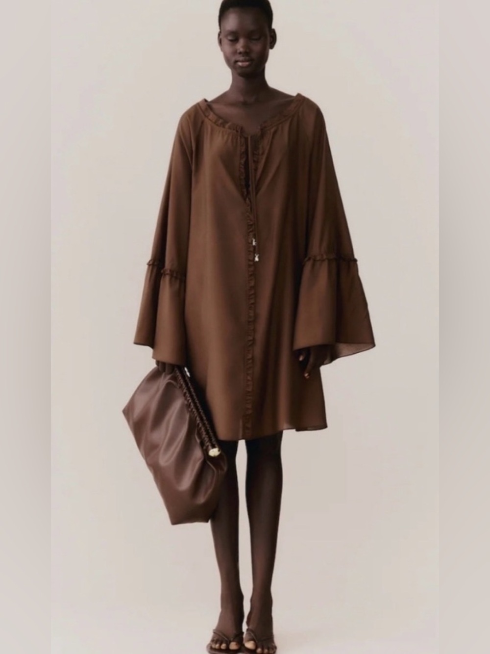 H&M - BROWN OVERSIZED DRESS - Picture 1 of 5